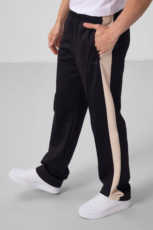 Black-Beige Textured Surface Standard Fit Palazzo Men's Trousers - 82171