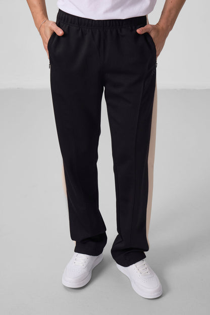 Black-Beige Textured Surface Standard Fit Palazzo Men's Trousers - 82171