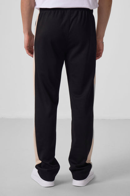Black-Beige Textured Surface Standard Fit Palazzo Men's Trousers - 82171