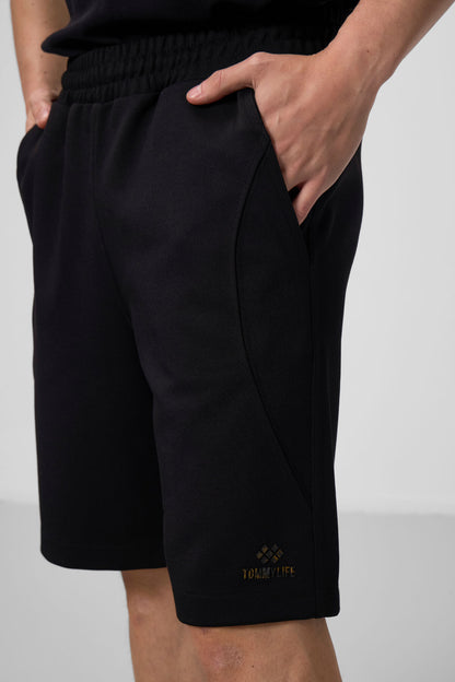 Black-White Textured Surface Oversize Men's Shorts - 81288