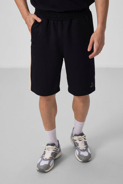 Black-White Textured Surface Oversize Men's Shorts - 81288