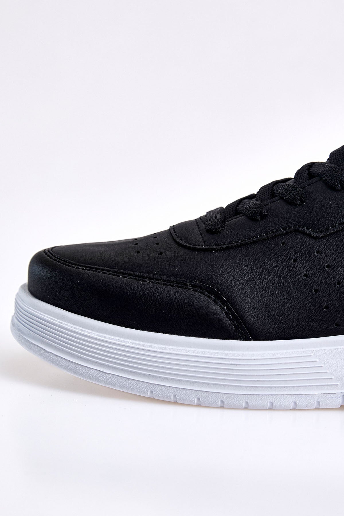 Black-White Laced High Sole PU Leather Men's Sports Shoes - 89132
