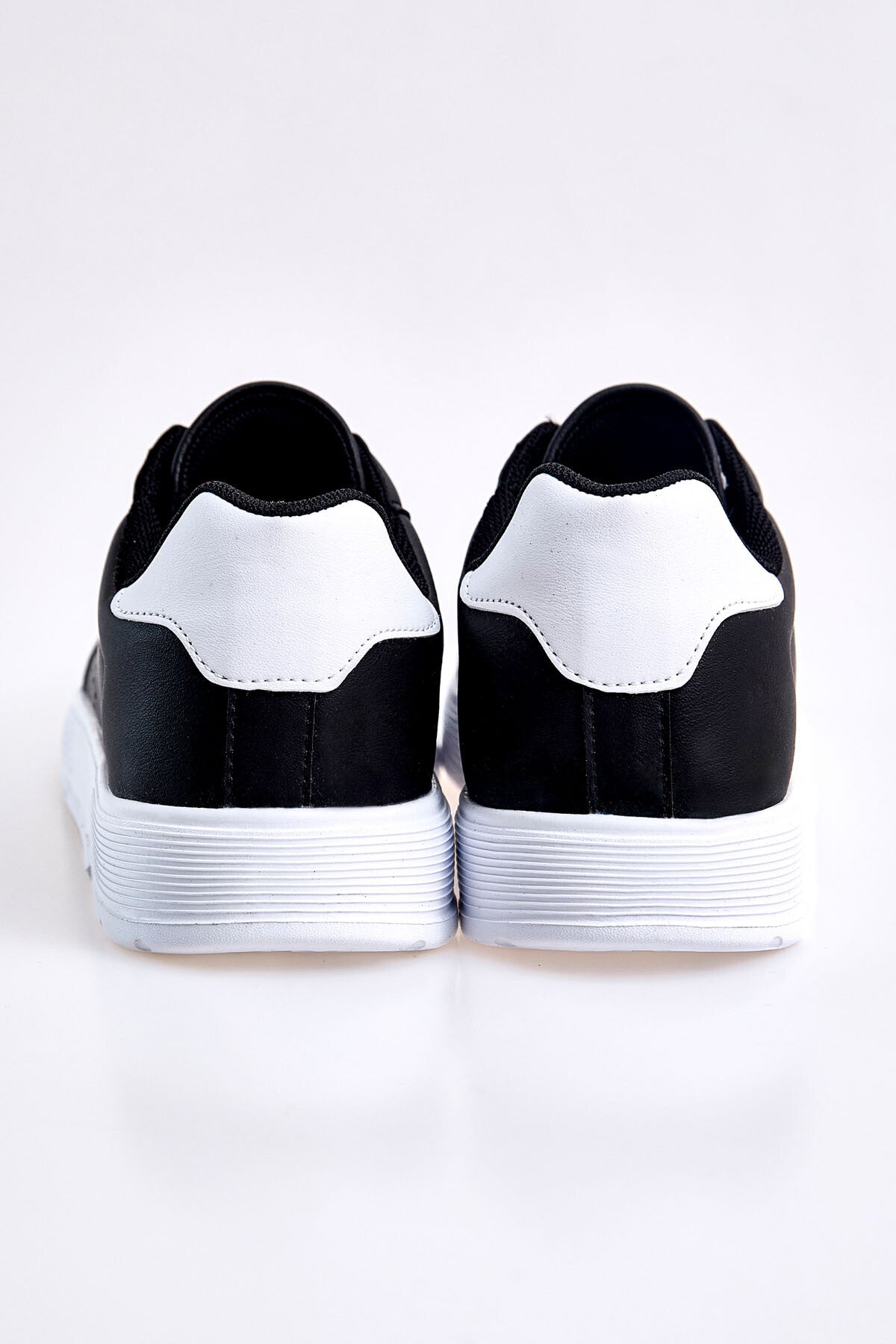 Black-White Laced High Sole PU Leather Men's Sports Shoes - 89132