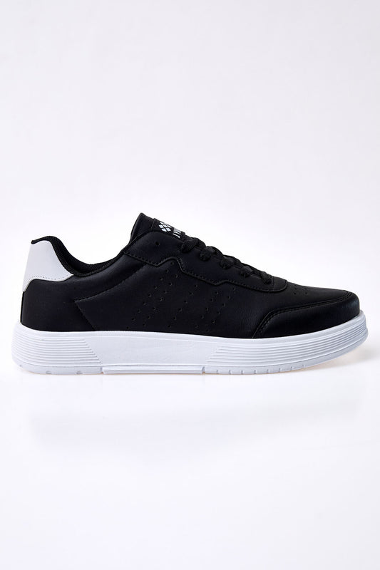 Black-White Laced High Sole PU Leather Men's Sports Shoes - 89132