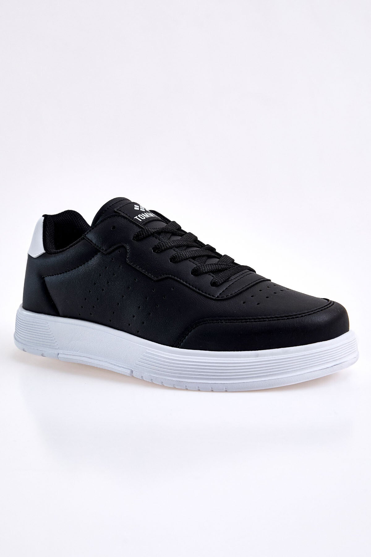Black-White Laced High Sole PU Leather Men's Sports Shoes - 89132