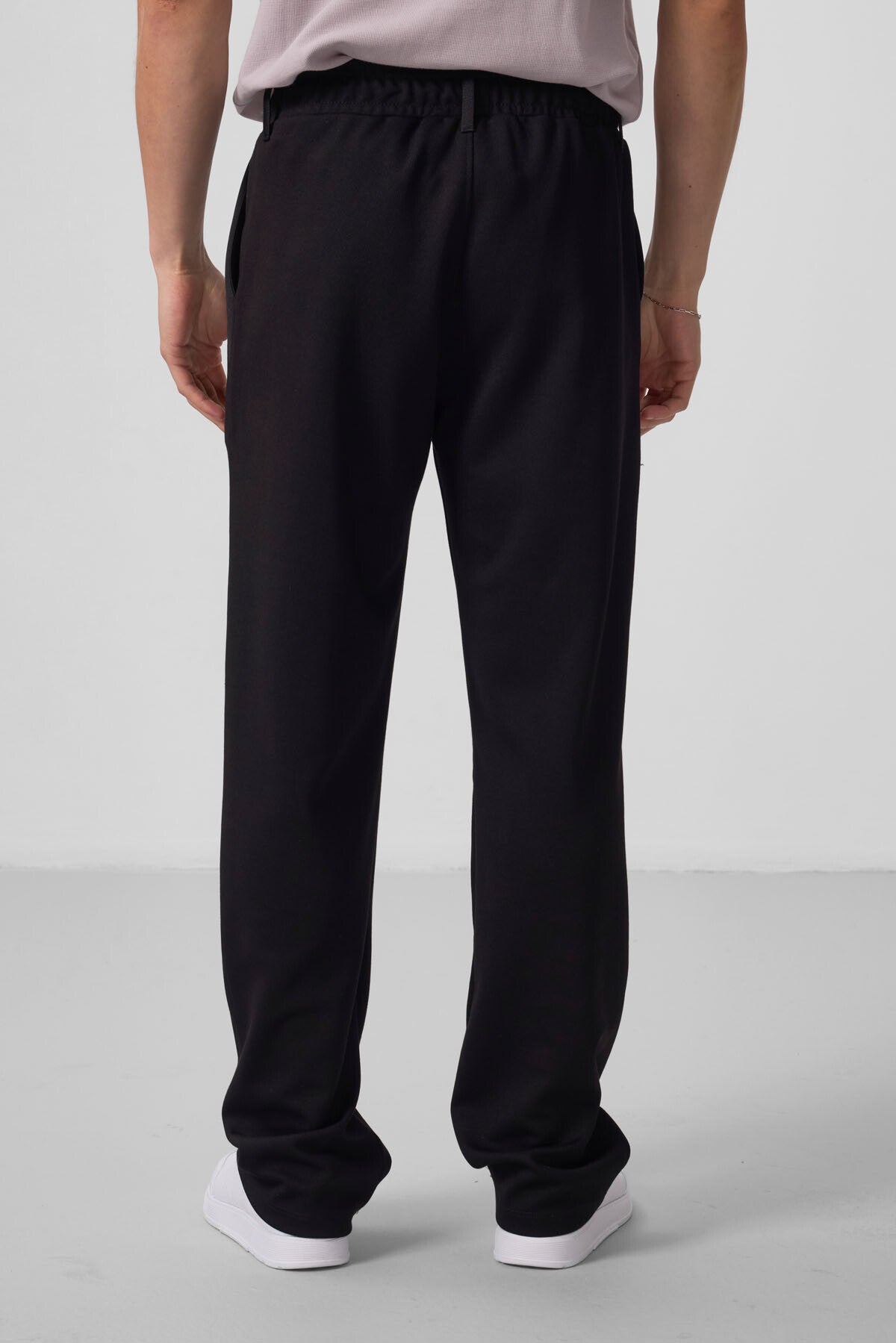 Black Textured Surface Comfort Fit Palazzo Men's Trousers - 82163
