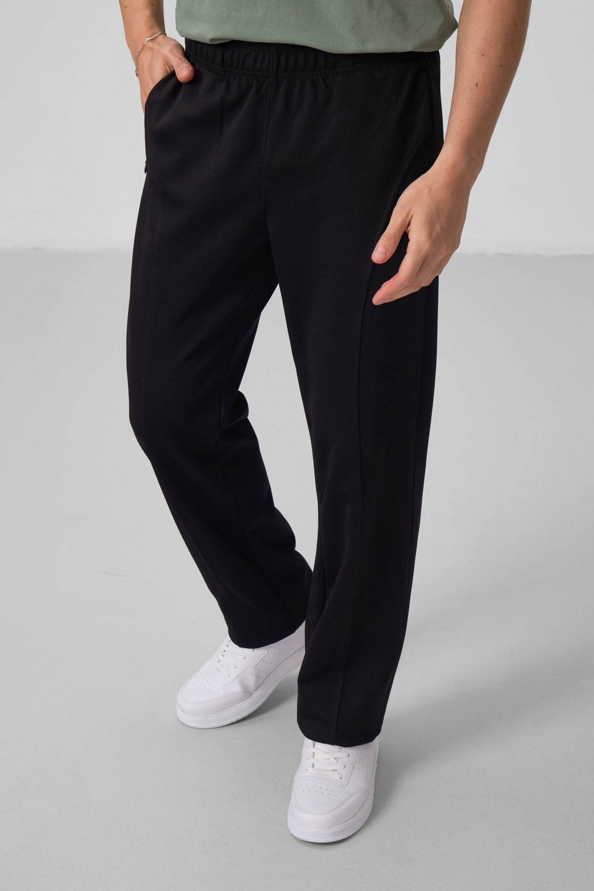 Black Textured Surface Standard Fit Palazzo Men's Trousers - 82171