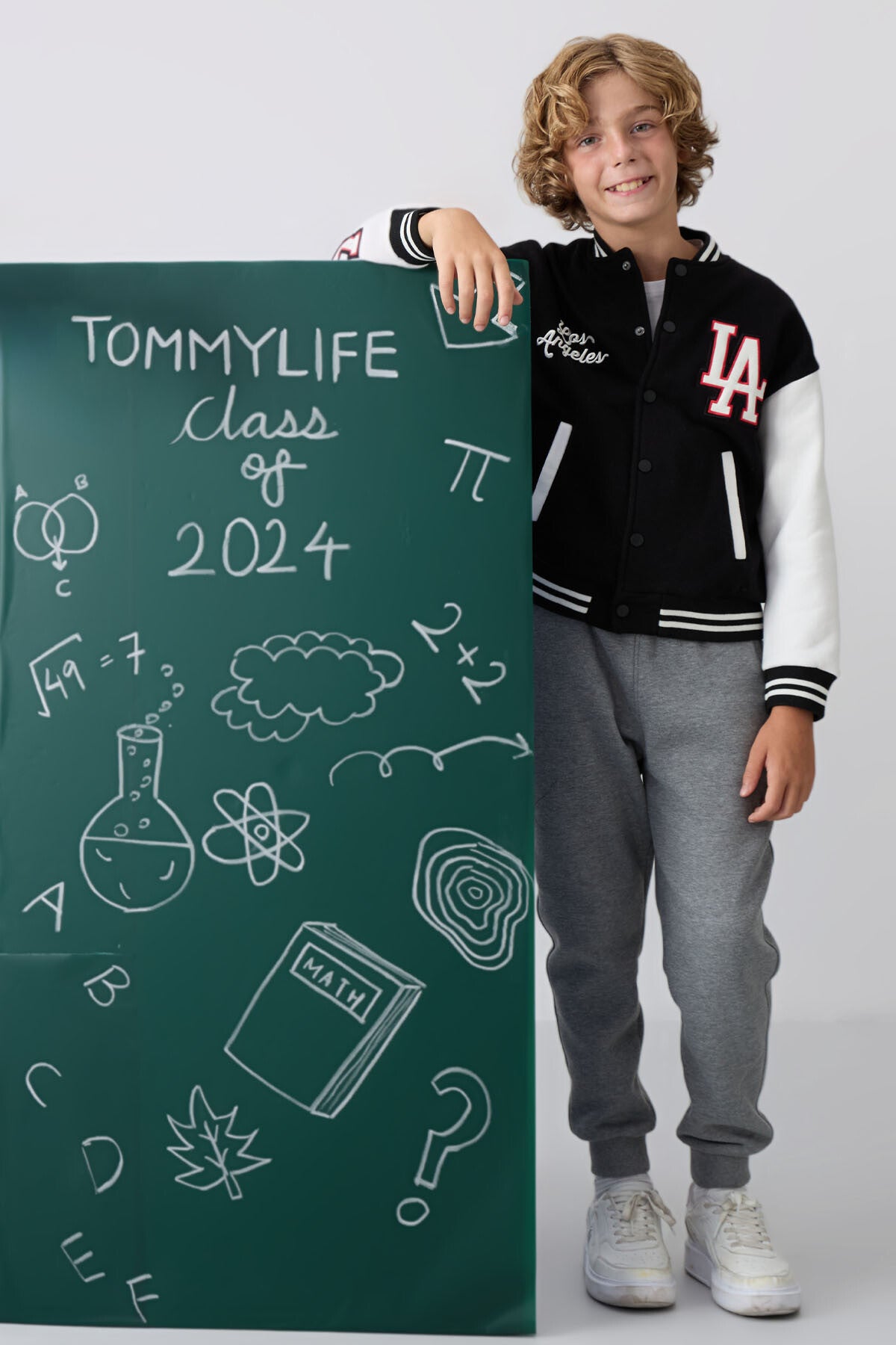 Black Cotton Thick Fleece-Lined Soft Textured Standard Fit Embroidered Boys' College Jacket - 11258