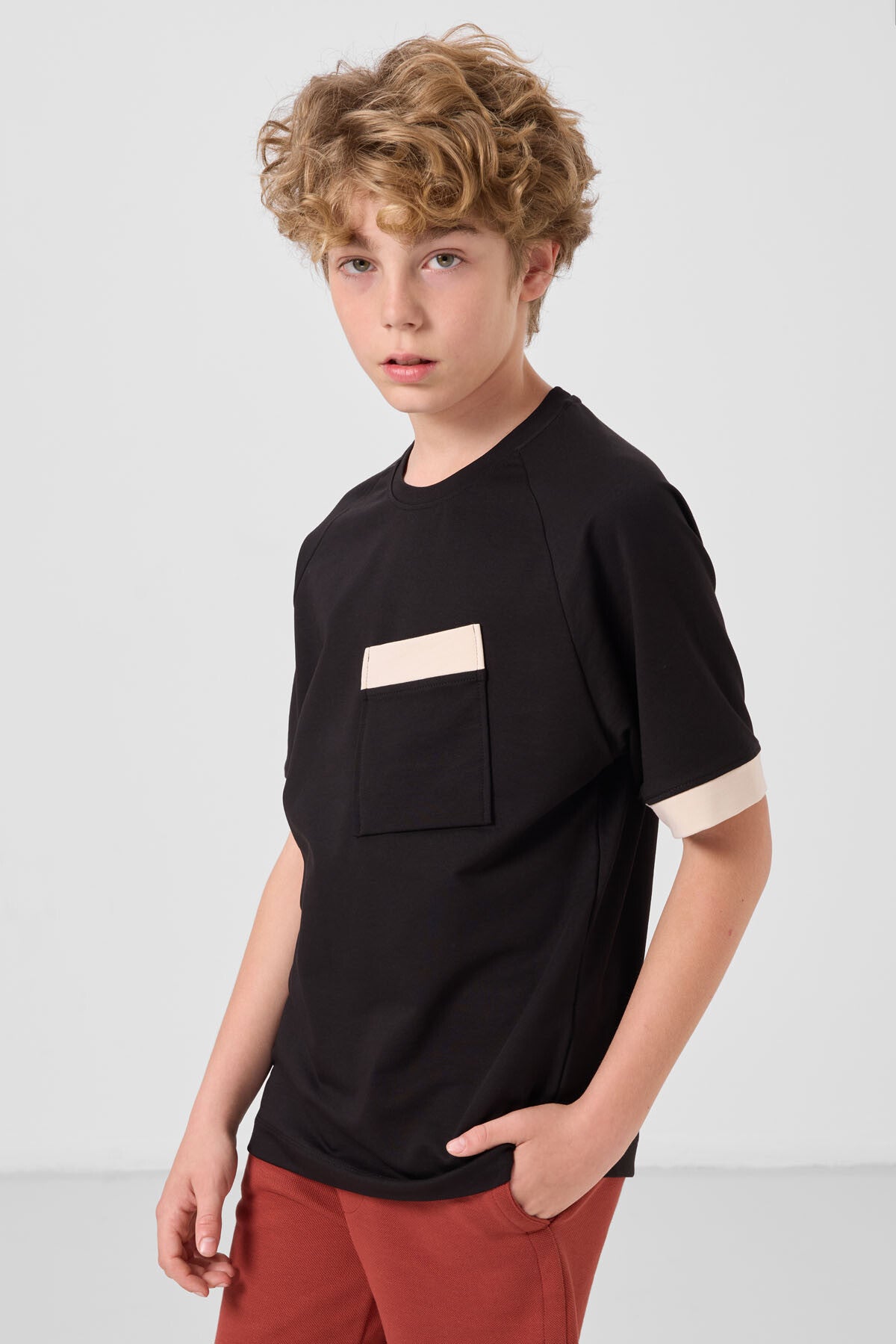 Oversized Pocket Detailed Boys T-Shirt - 11295
