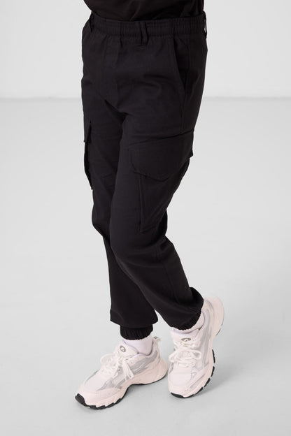 Black Standard Fit Weaving Lightweight Flexible Chino Boys Trousers - 11271