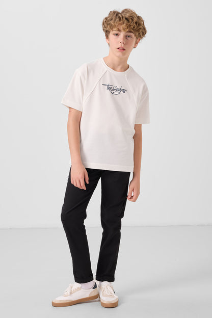 Black Standard Fit Weaving Lightweight Flexible Chino Trousers - 11272