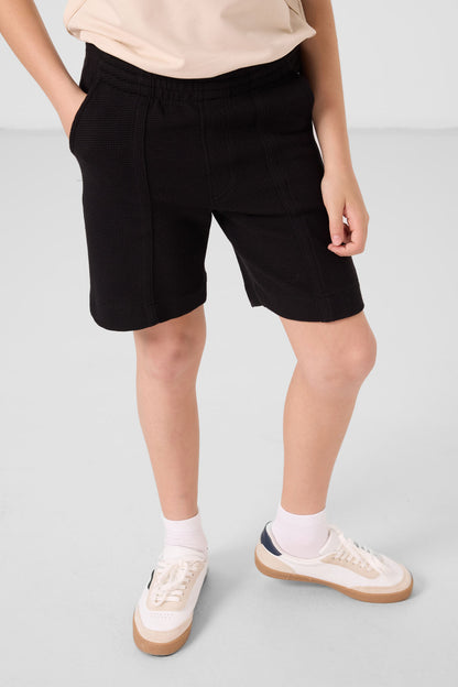 Black cotton soft cloth Standard Fit Basic shorts - 11289