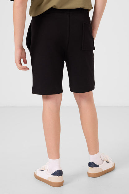 Black cotton soft cloth Standard Fit Basic shorts - 11293