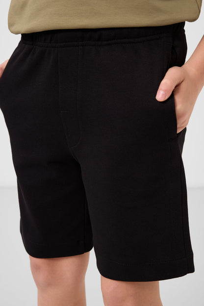 Black cotton soft cloth Standard Fit Basic shorts - 11293