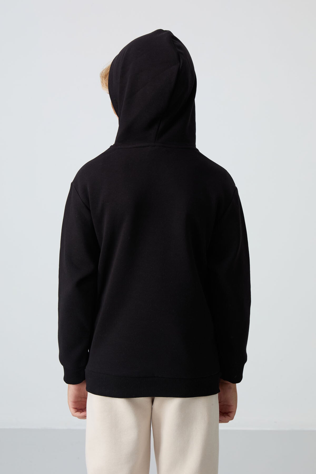 Black Cotton Thick Fleece-Lined Soft Textured Standard Fit Printed Boys' Sweatshirt - 11239