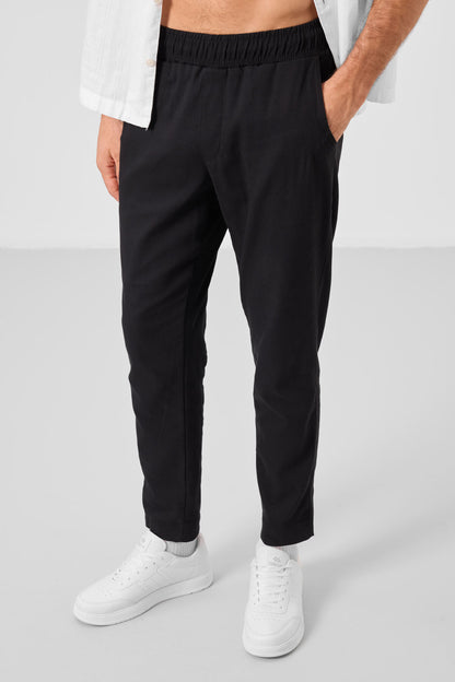 Black Standard Fit Weaving Lightweight and Flexible Chino Trousers - 82177