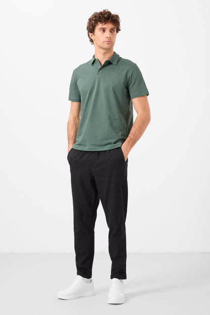 Black Standard Fit Weaving Lightweight and Flexible Chino Men's Trousers - 82178