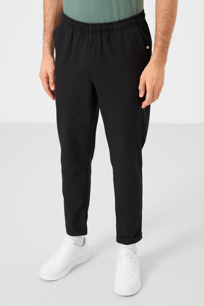 Black Standard Fit Weaving Lightweight and Flexible Chino Men's Trousers - 82178