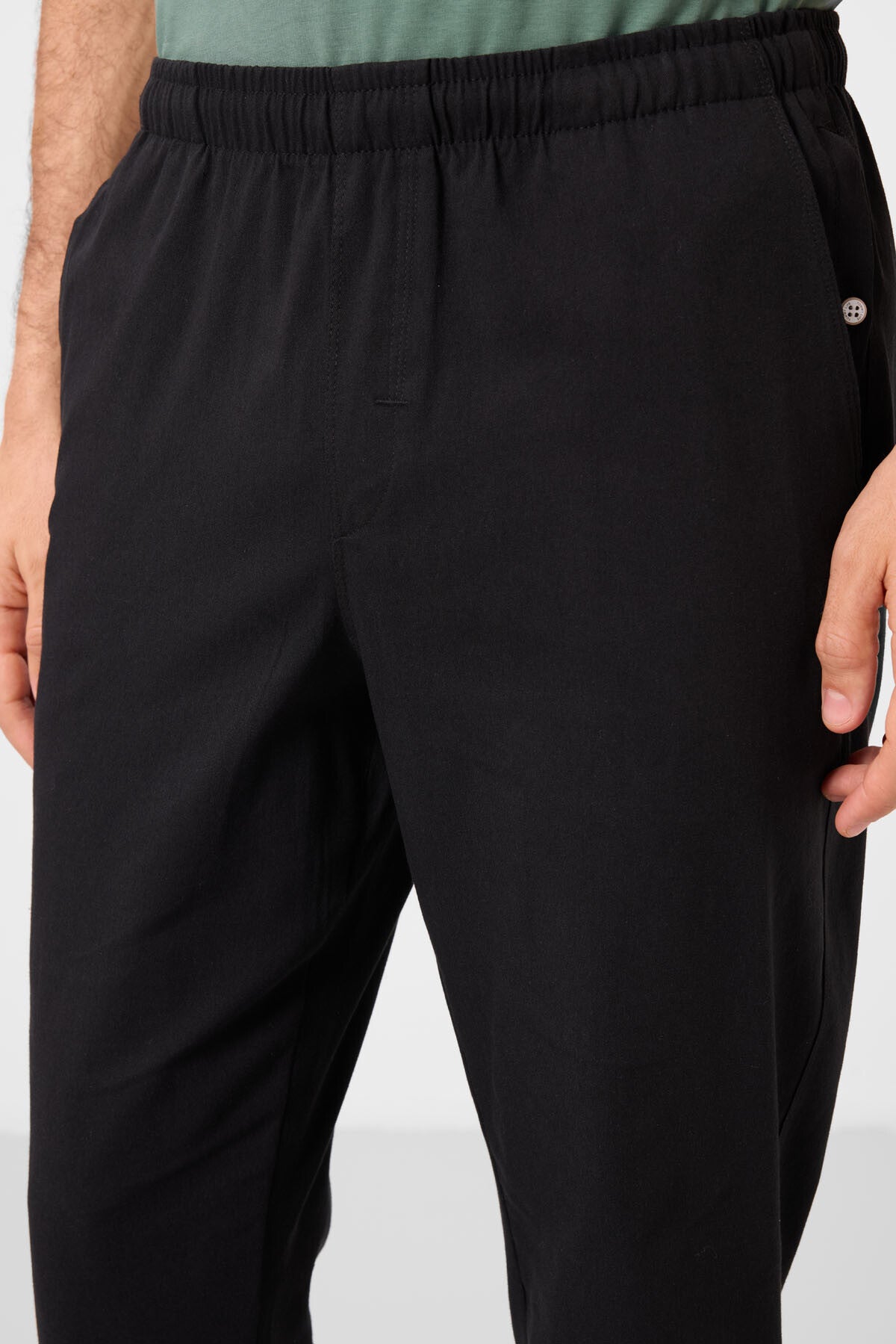 Black Standard Fit Weaving Lightweight and Flexible Chino Men's Trousers - 82178