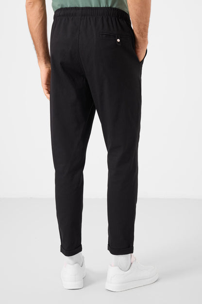 Black Standard Fit Weaving Lightweight and Flexible Chino Men's Trousers - 82178