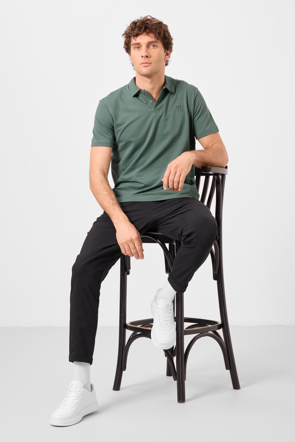 Black Standard Fit Weaving Lightweight and Flexible Chino Men's Trousers - 82178