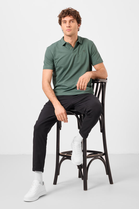 Black Standard Fit Weaving Lightweight and Flexible Chino Men's Trousers - 82178