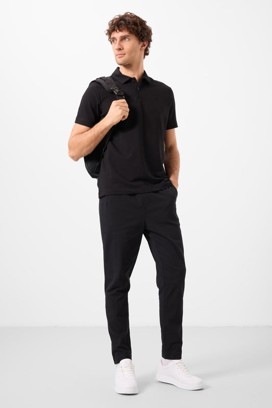 Black Standard Fit Weaving Lightweight and Flexible Chino Trousers - 82180