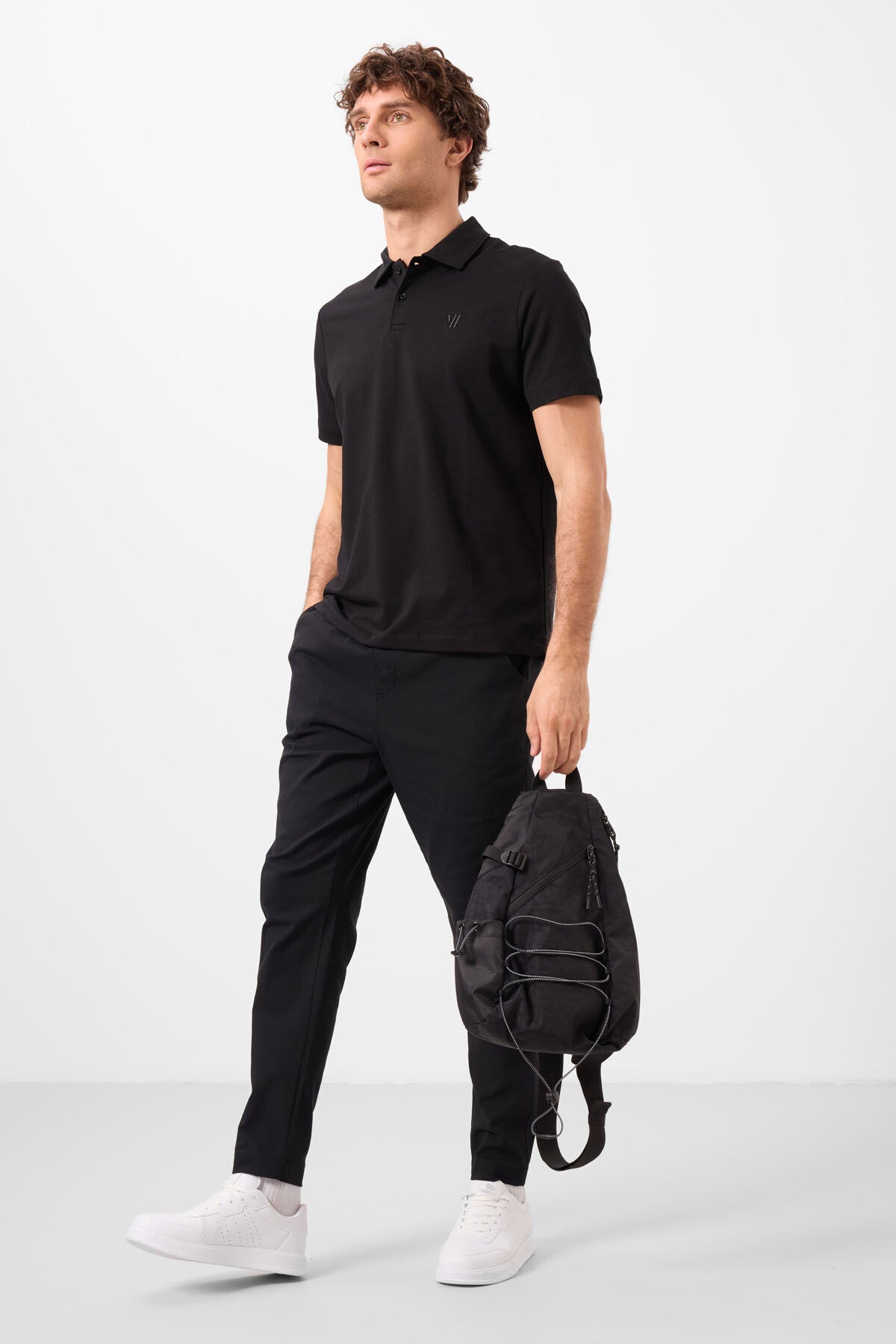 Black Standard Fit Weaving Lightweight and Flexible Chino Trousers - 82180