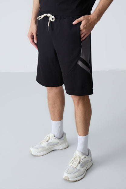 Black Cotton Thick Soft Textured Standard Fit Basic Men's Shorts - 81281