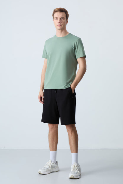 Black Cotton Thick Soft Textured Standard Fit Basic Men's Shorts - 81278
