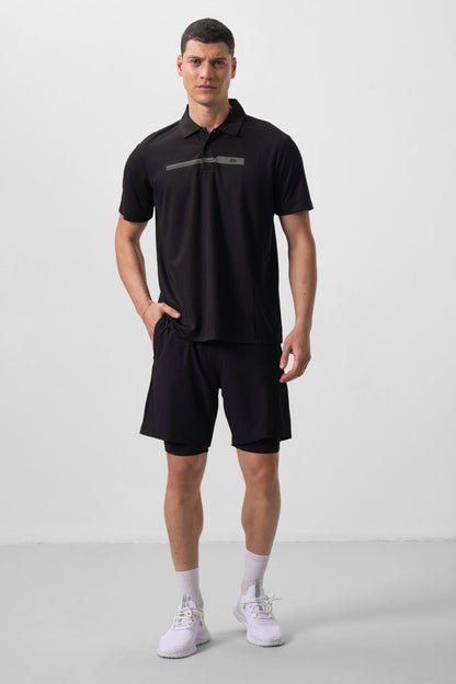 Black Polyester Thin Soft Standard Fit Men's Padded Shorts - 81287