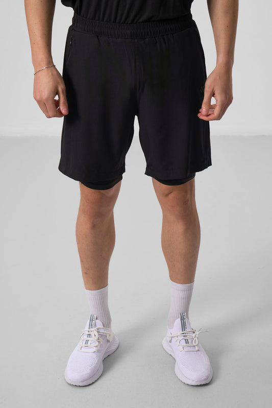 Black Polyester Thin Soft Standard Fit Men's Padded Shorts - 81287