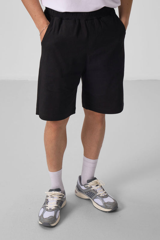 Black Standard Fit Woven Lightly Stretchable Chino Men's Shorts - 81290