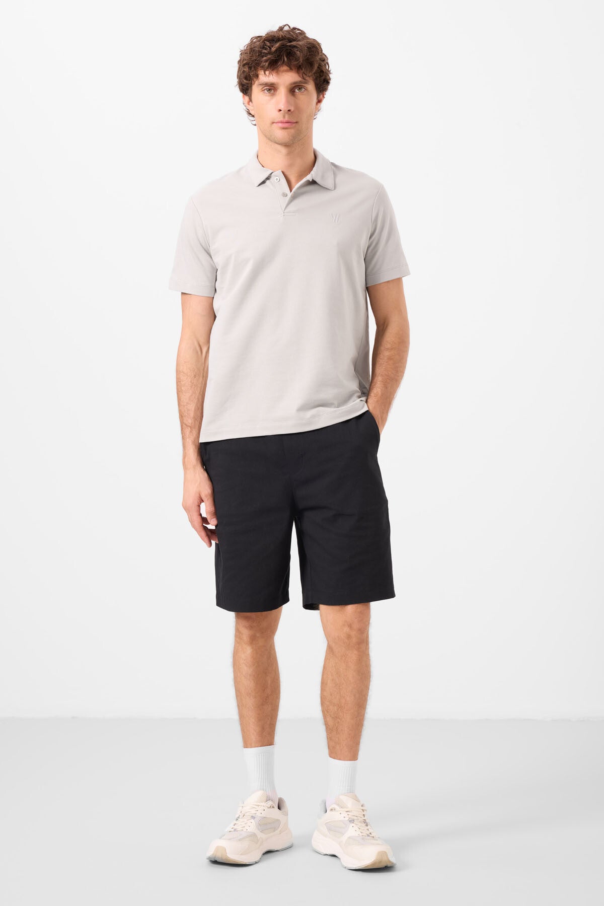 Black Standard Fit Weaving Lightweight Flexible Chino Shorts - 81291