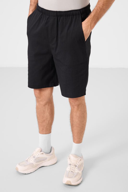 Black Standard Fit Weaving Lightweight Flexible Chino Shorts - 81291