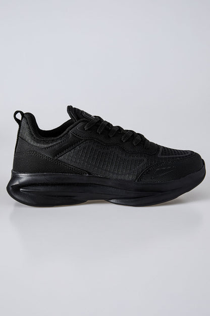 Black High-Top Laced Mesh Breathable Men's Sneakers -89128