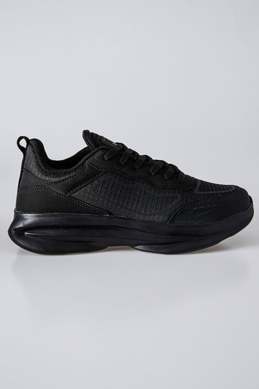 Black High-Top Laced Mesh Breathable Men's Sneakers -89128