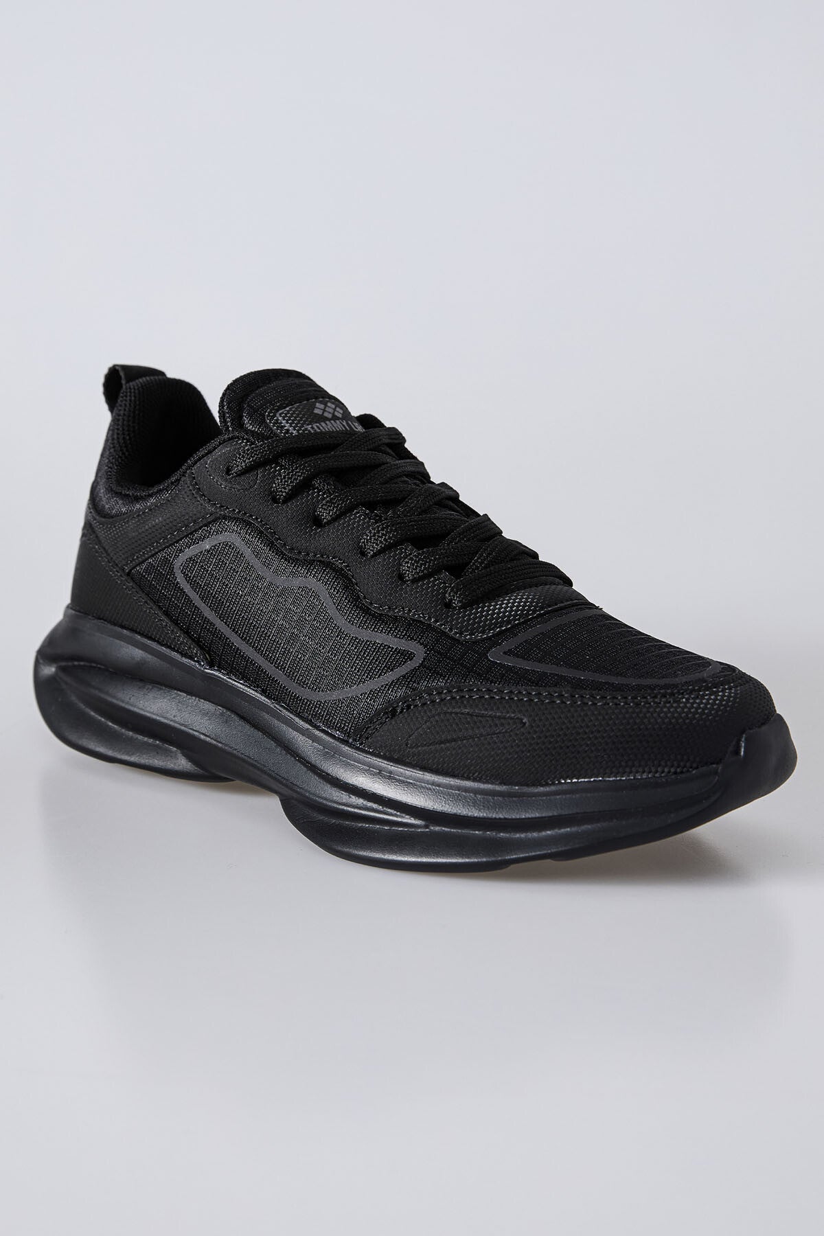 Black High-Top Laced Mesh Breathable Men's Sneakers -89128