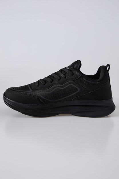 Black High-Top Laced Mesh Breathable Men's Sneakers -89128