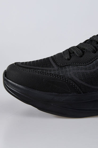 Black High-Top Laced Mesh Breathable Men's Sneakers -89128