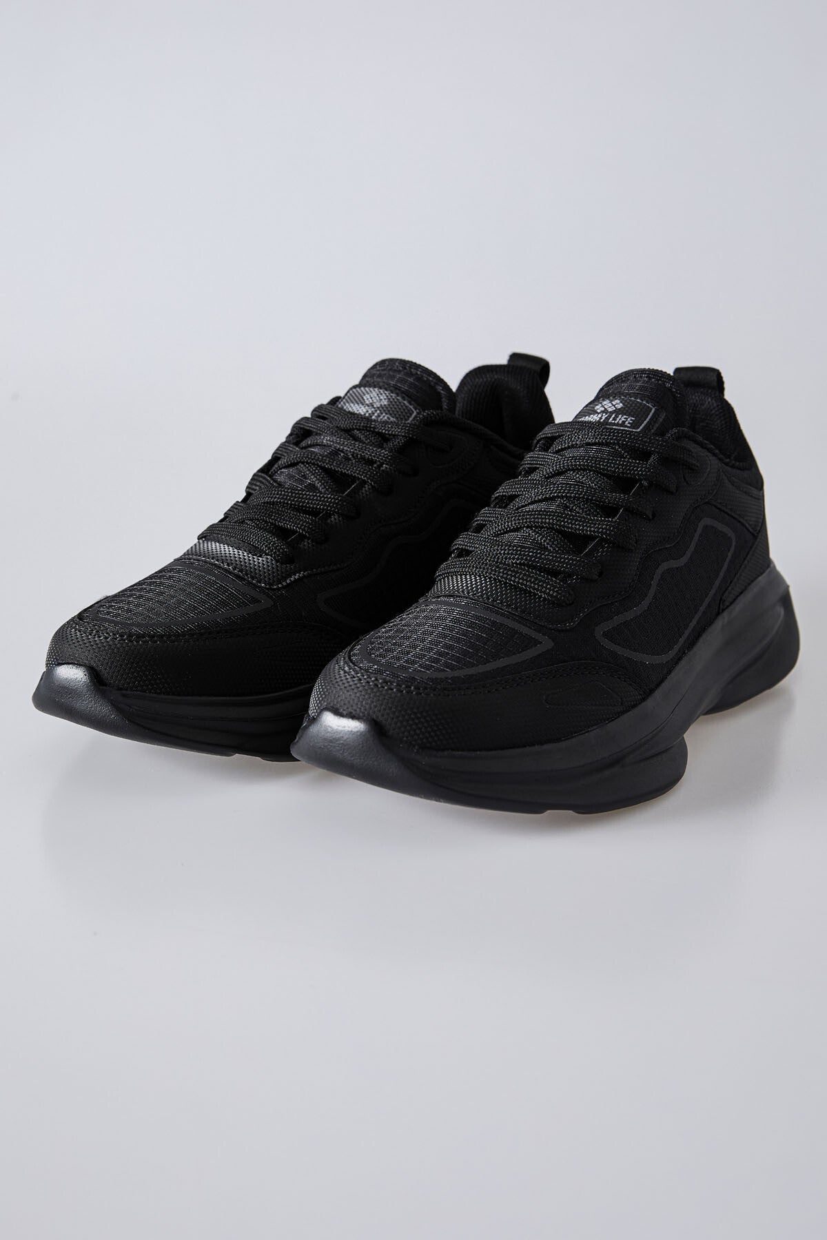 Black High-Top Laced Mesh Breathable Men's Sneakers -89128