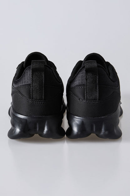 Black High-Top Laced Mesh Breathable Men's Sneakers -89128