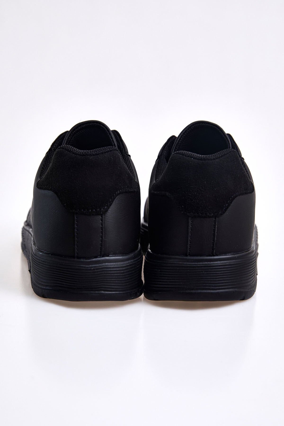 Black Laced High Sole PU Leather Men's Sports Shoes - 89132