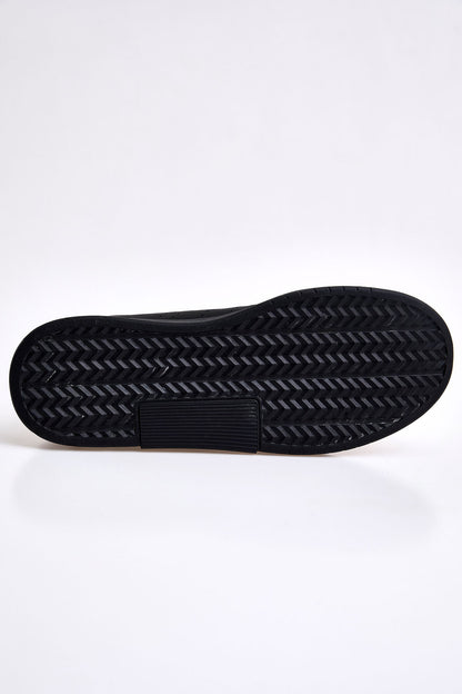 Black Laced High Sole PU Leather Men's Sports Shoes - 89132