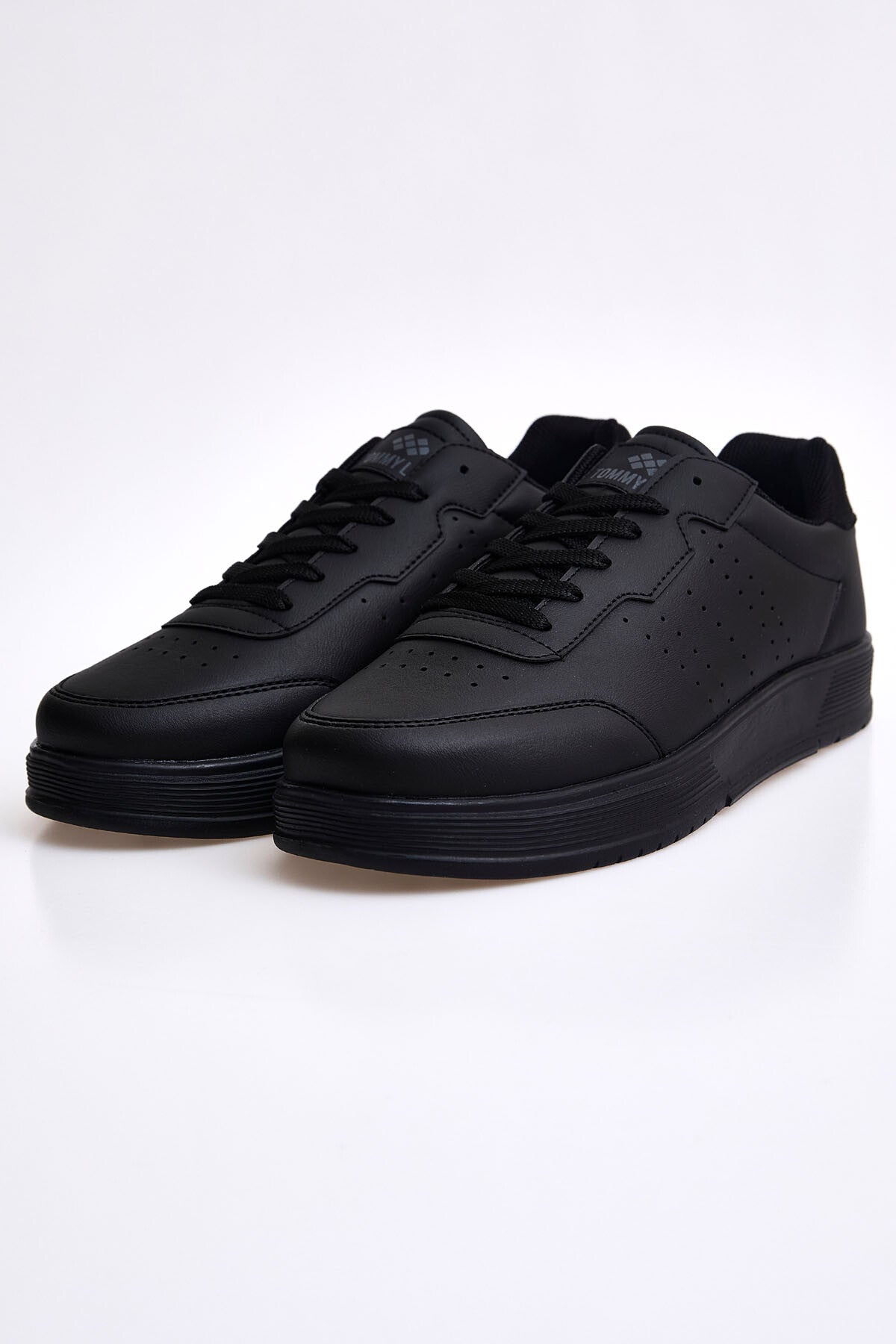 Black Laced High Sole PU Leather Men's Sports Shoes - 89132
