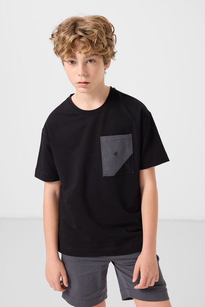 Black and grey cotton oversized fit woven lightweight elastic Chino shorts set