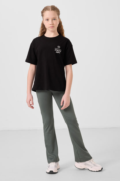 Black Cotton O Collar Oversize Fit Printed Girl and T-Shirt - 75178