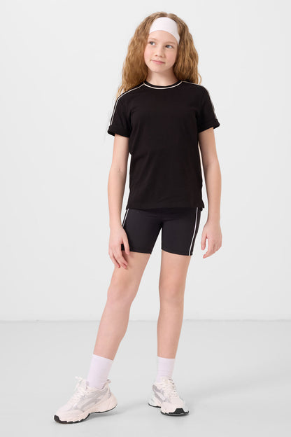 black cotton O Collar Standard Fit Basic T-Shirt - 75177