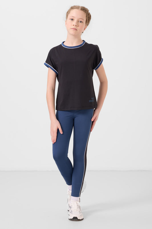 Black-parliament O collar side stripe Detailed Standard Fit Performance Tights Set for - 75191