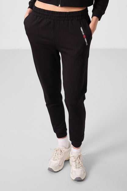 Black Hooded Zippered Oversize Women's Tracksuit Set - 95328